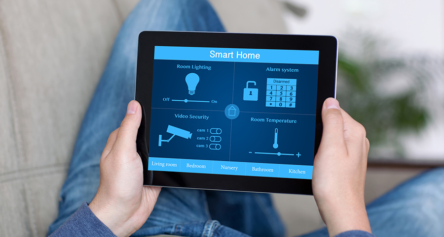 The ability to access and control security components from a mobile device is one of the top smart home trends in McAllen. Close-up of smart home security app.